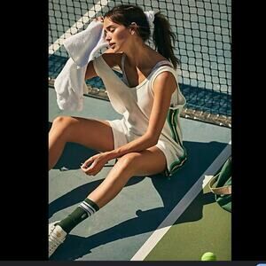 Free People Movement Women's White Varsity Stripe Track Romper Size Medium